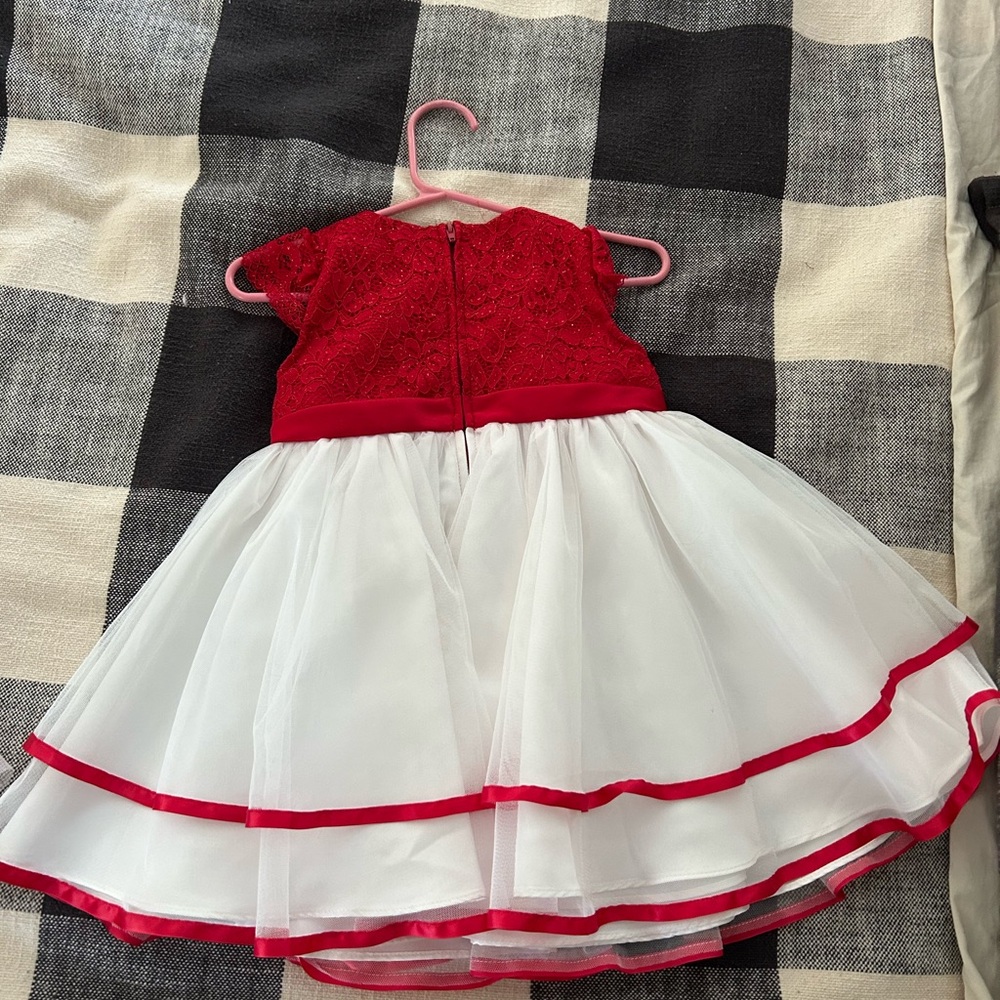 Elegant Red and White Kids Formal Dress